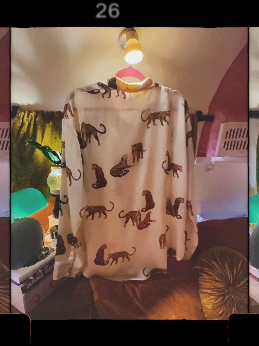 Mazik Cream Blouse with Brown Leopard Motif